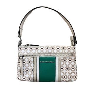 Dana Buchman Tan White Green Small Shoulder Purse